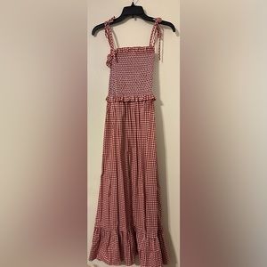 USED Kate Spade Mini Gingham Smocked-bodice Dress size M